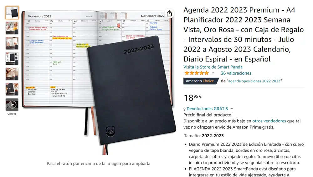 Agenda con planificador diario