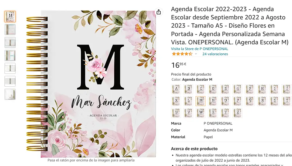 Agenda con tapa personalizable