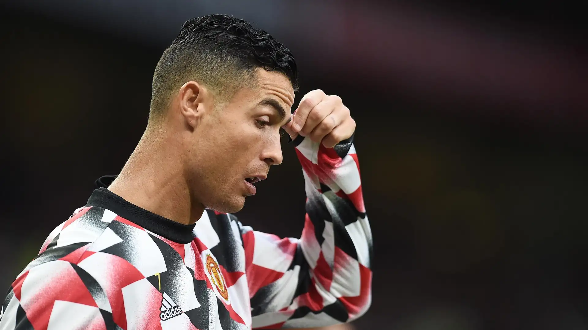 Cristiano Ronaldo en un calentamiento del Manchester United Cristiano Ronaldo en un calentamiento del Manchester United