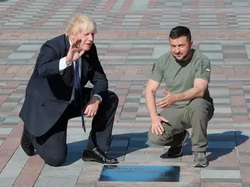 El presidente de Ucrania Volodímir Zelenski y el primer ministro británico Boris Johnson El presidente de Ucrania Volodímir Zelenski y el primer ministro británico Boris Johnson