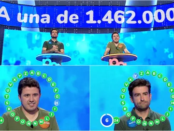 ¡Empate histórico a 24 entre Orestes y Rafa en ‘El Rosco’! Los dos, a una del bote de 1.462.000 euros ¡Empate histórico a 24 entre Orestes y Rafa en ‘El Rosco’! Los dos, a una del bote de 1.462.000 euros
