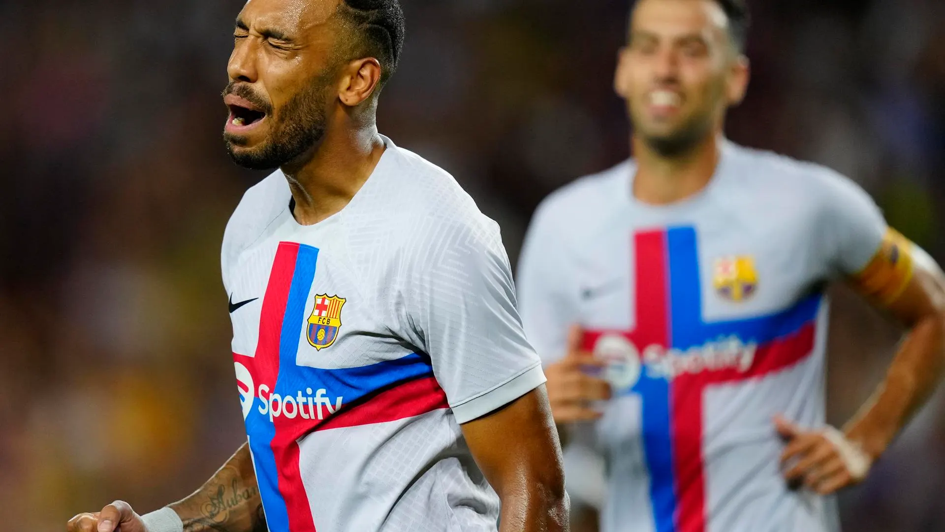 Aubameyang, en un partido con el Bar&ccedil;a esta temporada