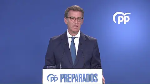 Feijóo, durante la comparecencia del PP hoy PP