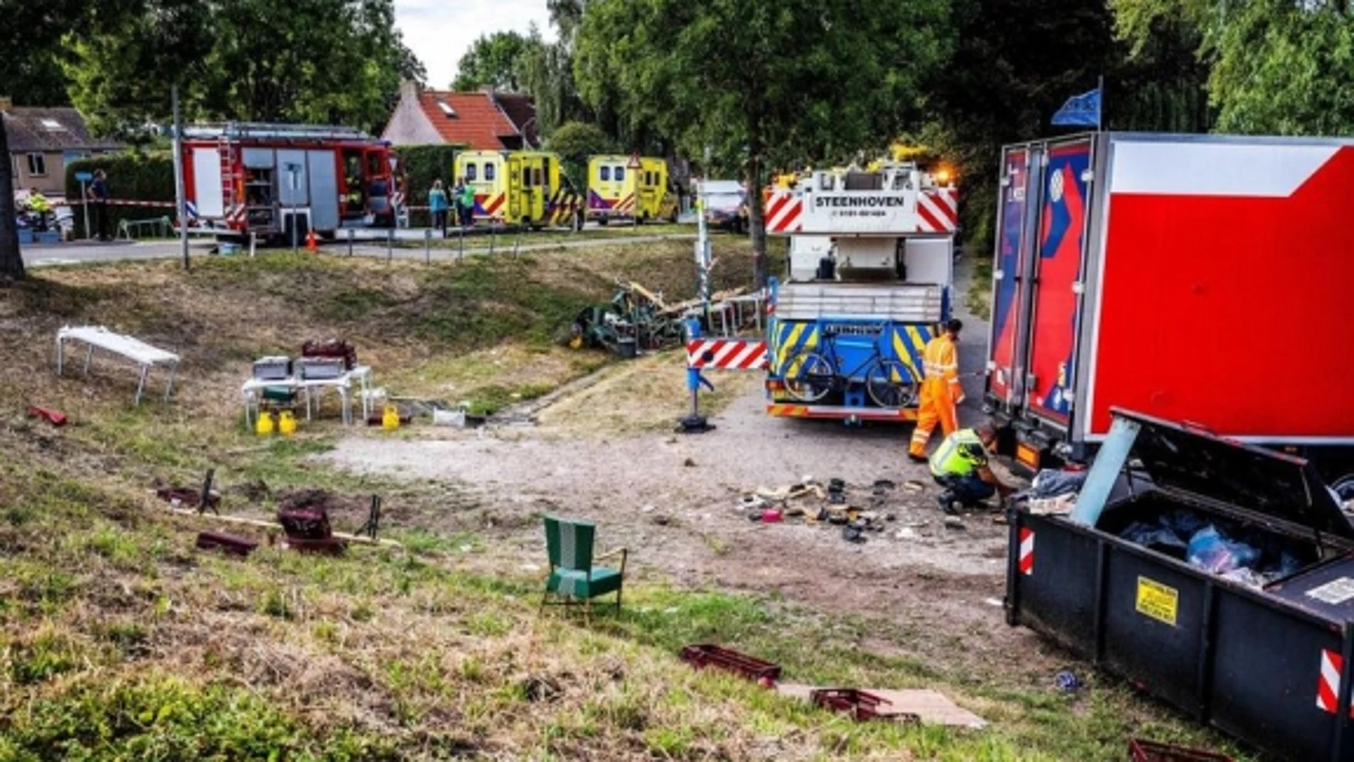Zona del atropello atribuido a un camionero español en Nieuw-Beijerland