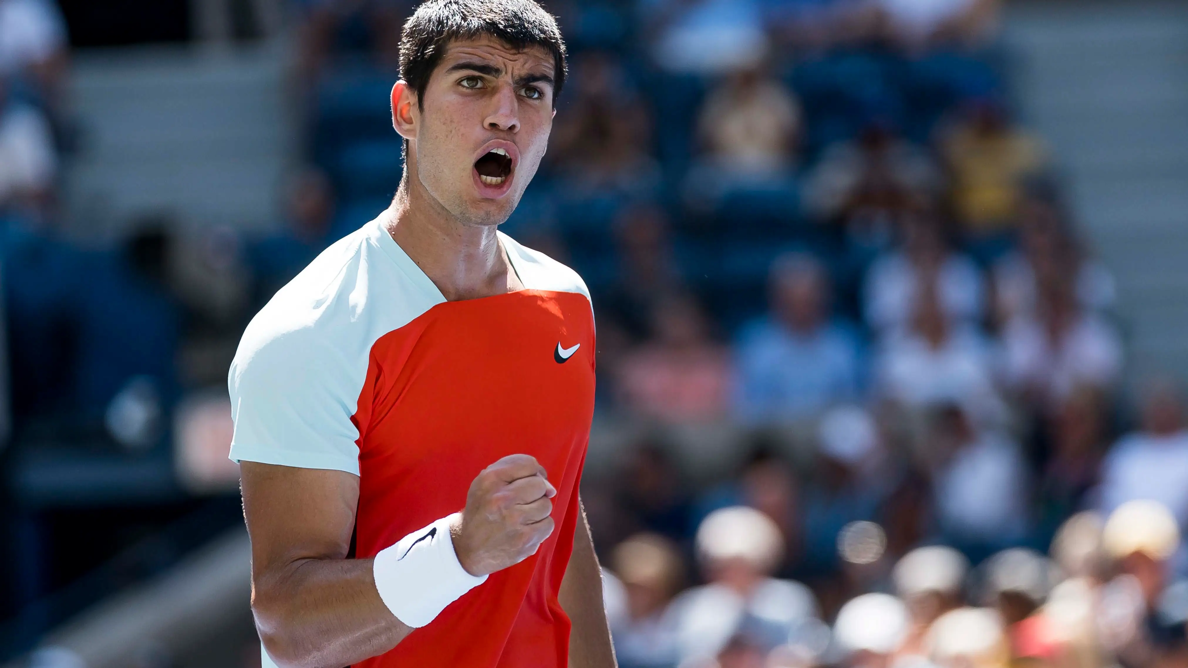 Carlos Alcaraz frente a Sebastián Báez en la primera ronda del US Open. Carlos Alcaraz frente a Sebastián Báez en la primera ronda del US Open.