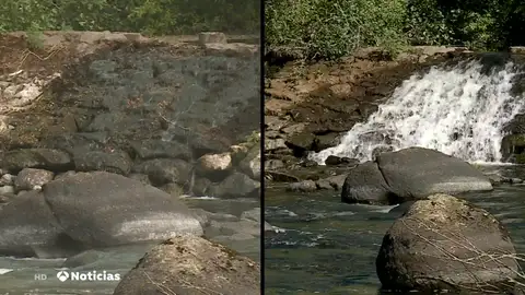 El río Tambre comienza a recuperar su caudal a su paso por ponte maceira El río Tambre comienza a recuperar su caudal a su paso por ponte maceira