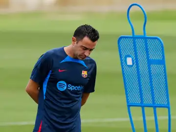 Xavi Hernández durante un entrenamiento del Barça Xavi Hernández durante un entrenamiento del Barça