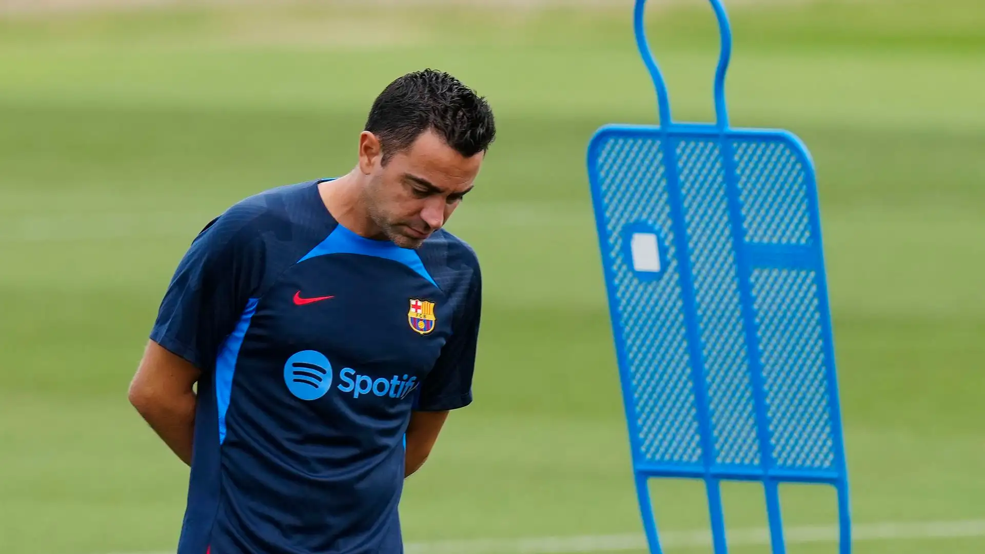 Xavi Hern&aacute;ndez durante un entrenamiento del Bar&ccedil;a