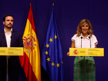 Yolanda Díaz y Alberto Garzón en el Ministerio de Trabajo