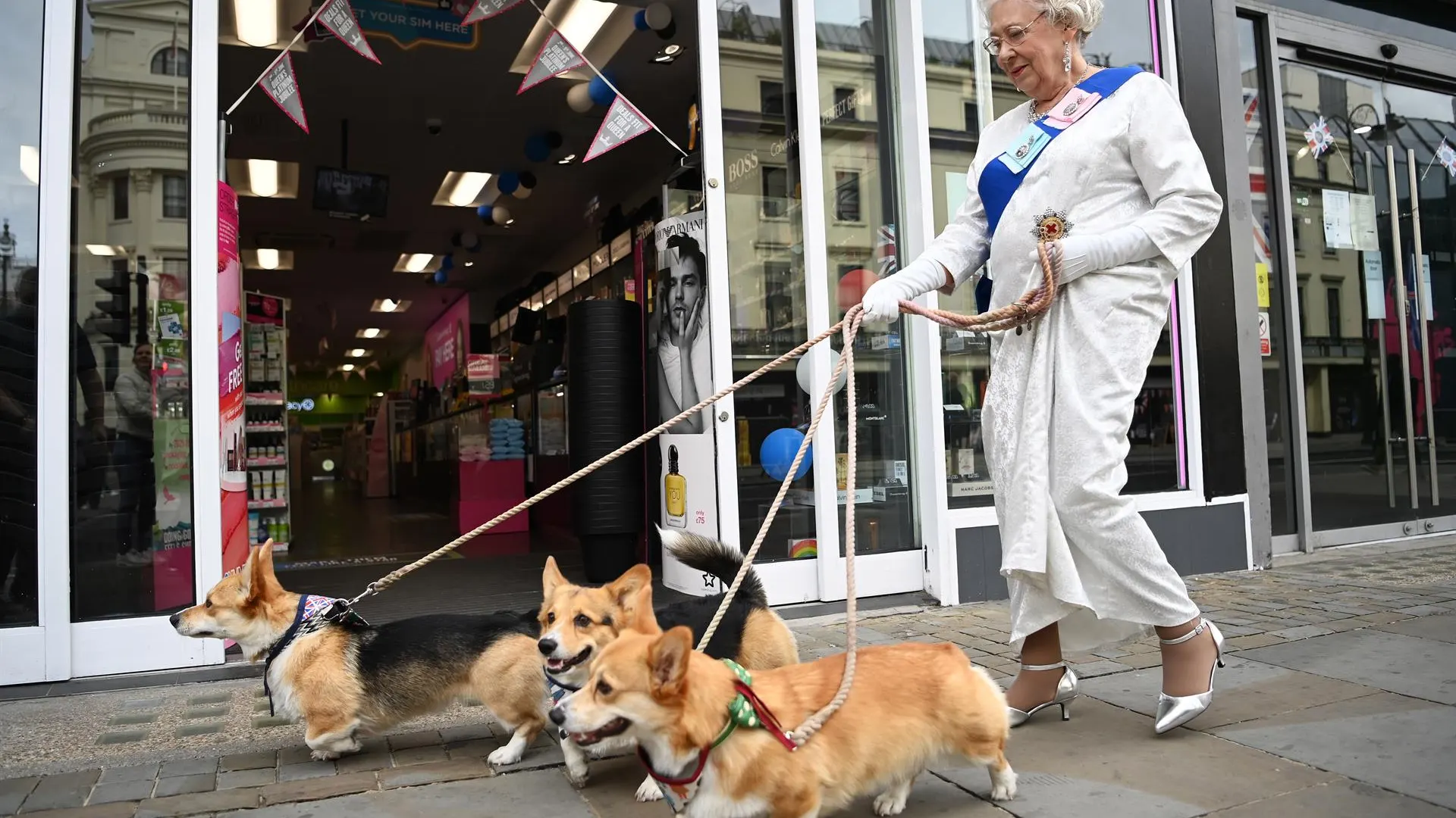Isabel II pasea a sus perros