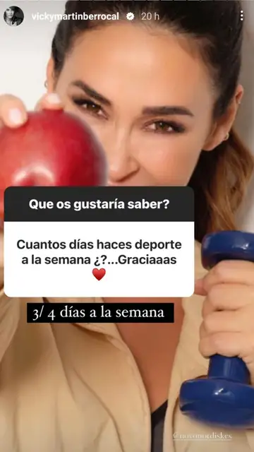 Vicky Martín Berrocal cuenta que hace de 3 a 4 días de deporte a la semana Vicky Martín Berrocal cuenta que hace de 3 a 4 días de deporte a la semana