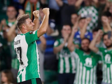 Joaquín celebra su gol ante el Ludogorets en la Europa League