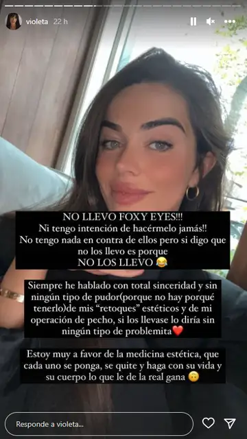 Violeta desmiente haberse hecho los Foxy Eyes Violeta desmiente haberse hecho los Foxy Eyes