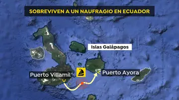Ruta de la embarcación que naufragó en las islas Galápagos