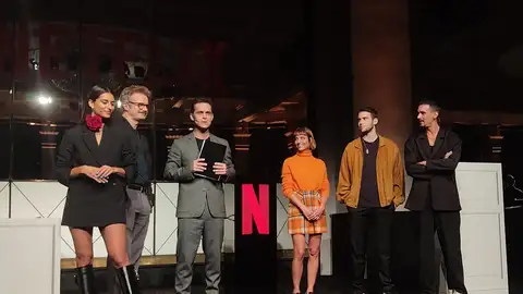 Begoña Vargas, Tristán Ulloa, Pedro Alonso, Michelle Jenner, Julio Peña y Joel Sánchez en la rueda de prensa Begoña Vargas, Tristán Ulloa, Pedro Alonso, Michelle Jenner, Julio Peña y Joel Sánchez en la rueda de prensa