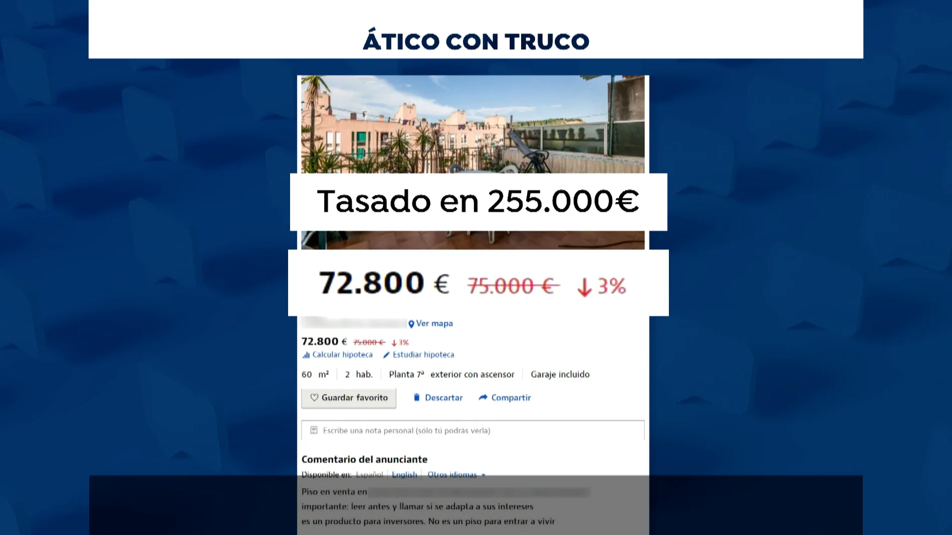 A la venta en Idealista un ático de 60 m2 en Barcelona por 72.800 euros el que hombre de 71 años hasta que