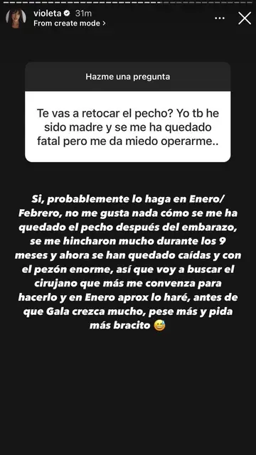 Violeta Mangriñán explica por qué va a volver a operarse el pecho Violeta Mangriñán explica por qué va a volver a operarse el pecho