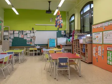 Un aula de un colegio de Barcelona Un aula de un colegio de Barcelona