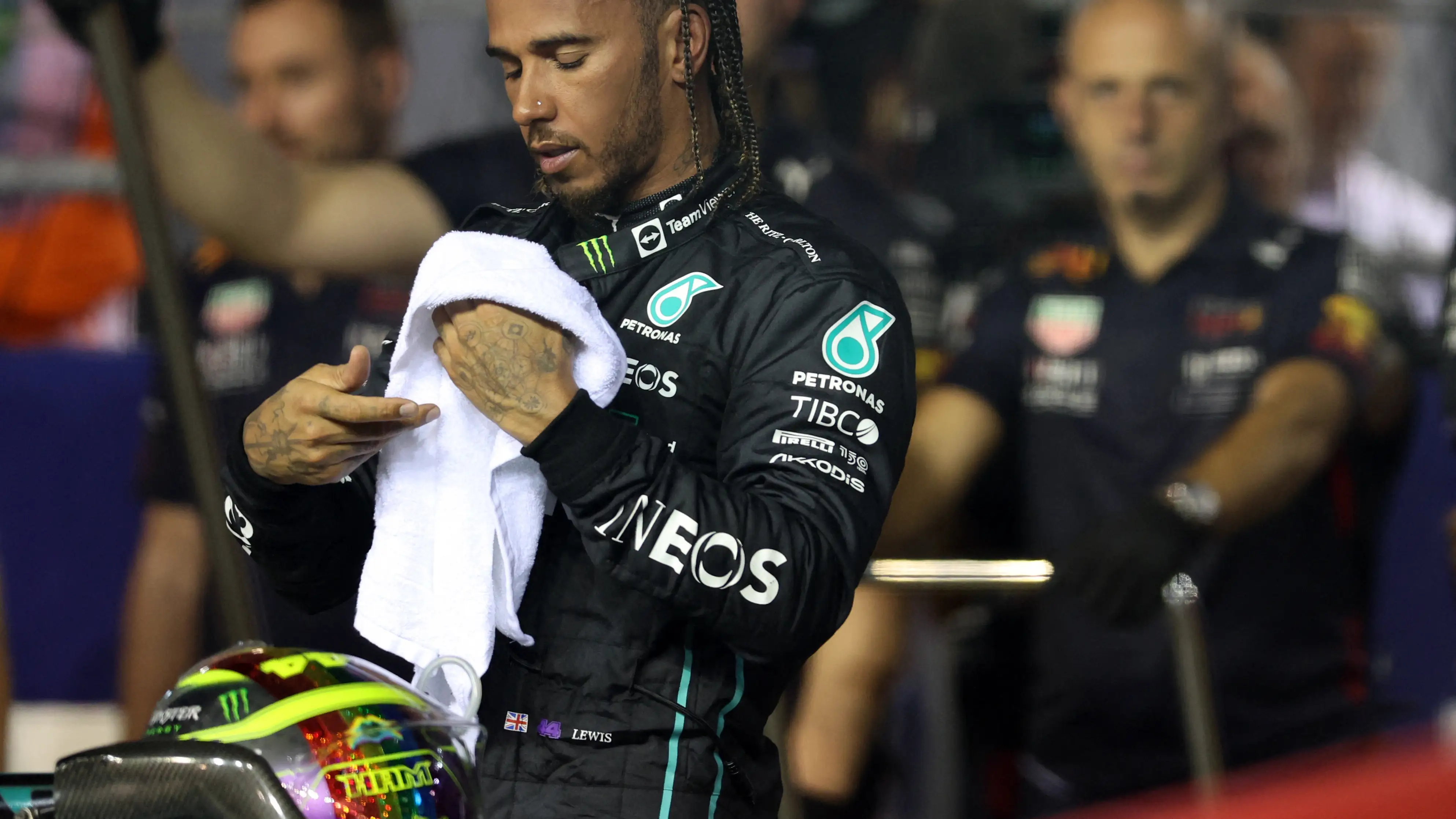 Lewis Hamilton, en el GP de Singapur en Marina Bay