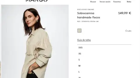 Sobrecamisa handmade con flecos de Mango Sobrecamisa handmade con flecos de Mango