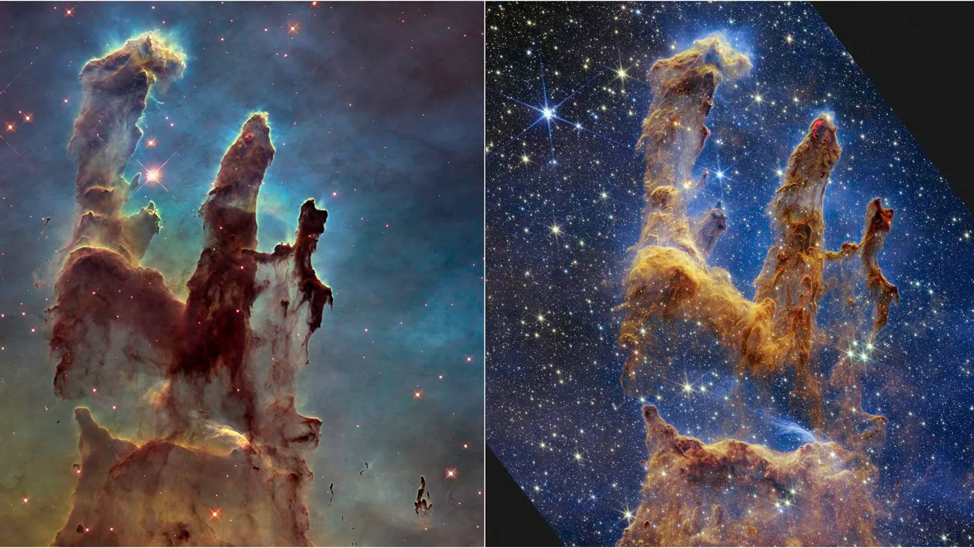 La increíble fotografía de los Pilares de la Creación tomada por el telescopio James Webb