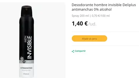 Desodorante Invisible Antimanchas 0% Alcohol de Mercadona Desodorante Invisible Antimanchas 0% Alcohol de Mercadona