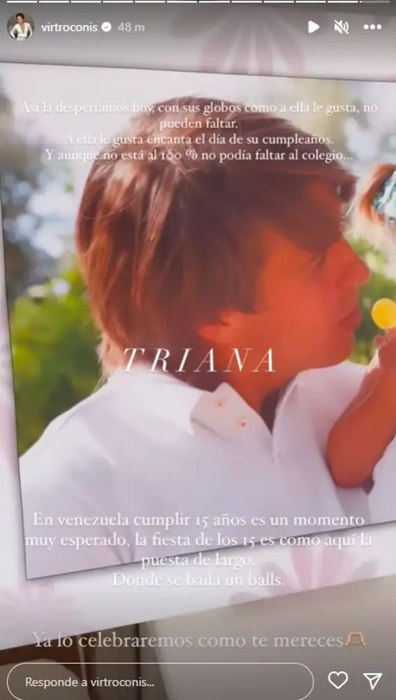 Virginia Troconis felicita a su hija Triana 