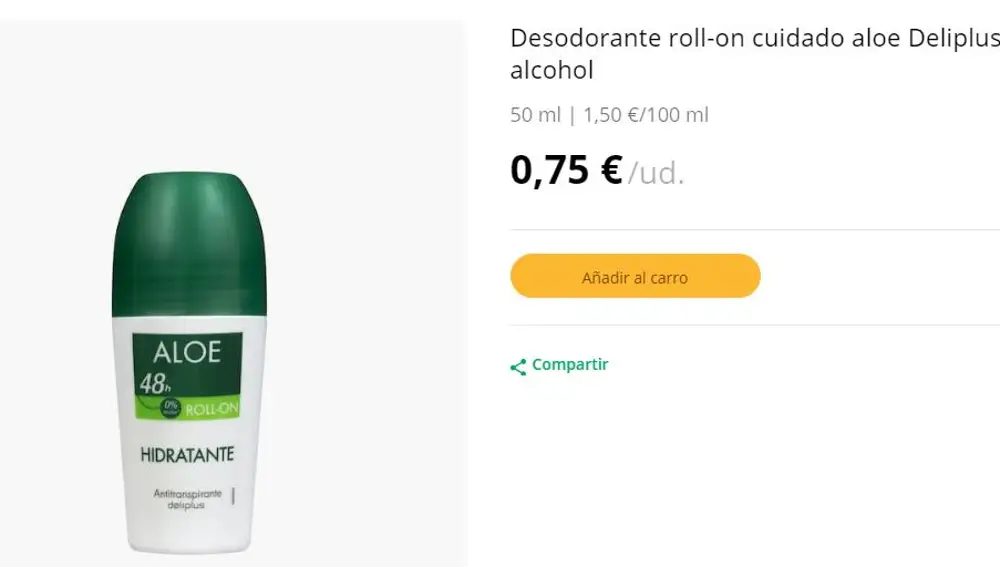 Desodorante Aloe Vera de Mercadona