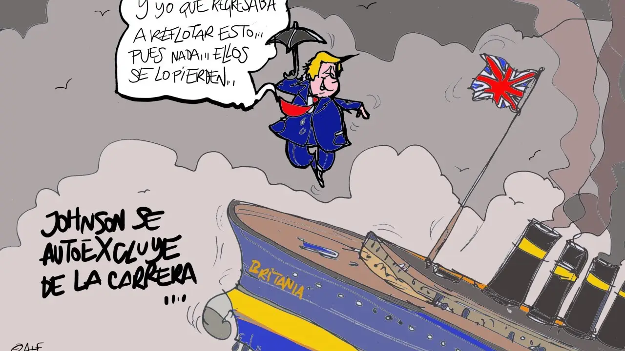 Vi&ntilde;eta de Alfredo Boto-Herv&aacute;s sobre la retirada de Johnson