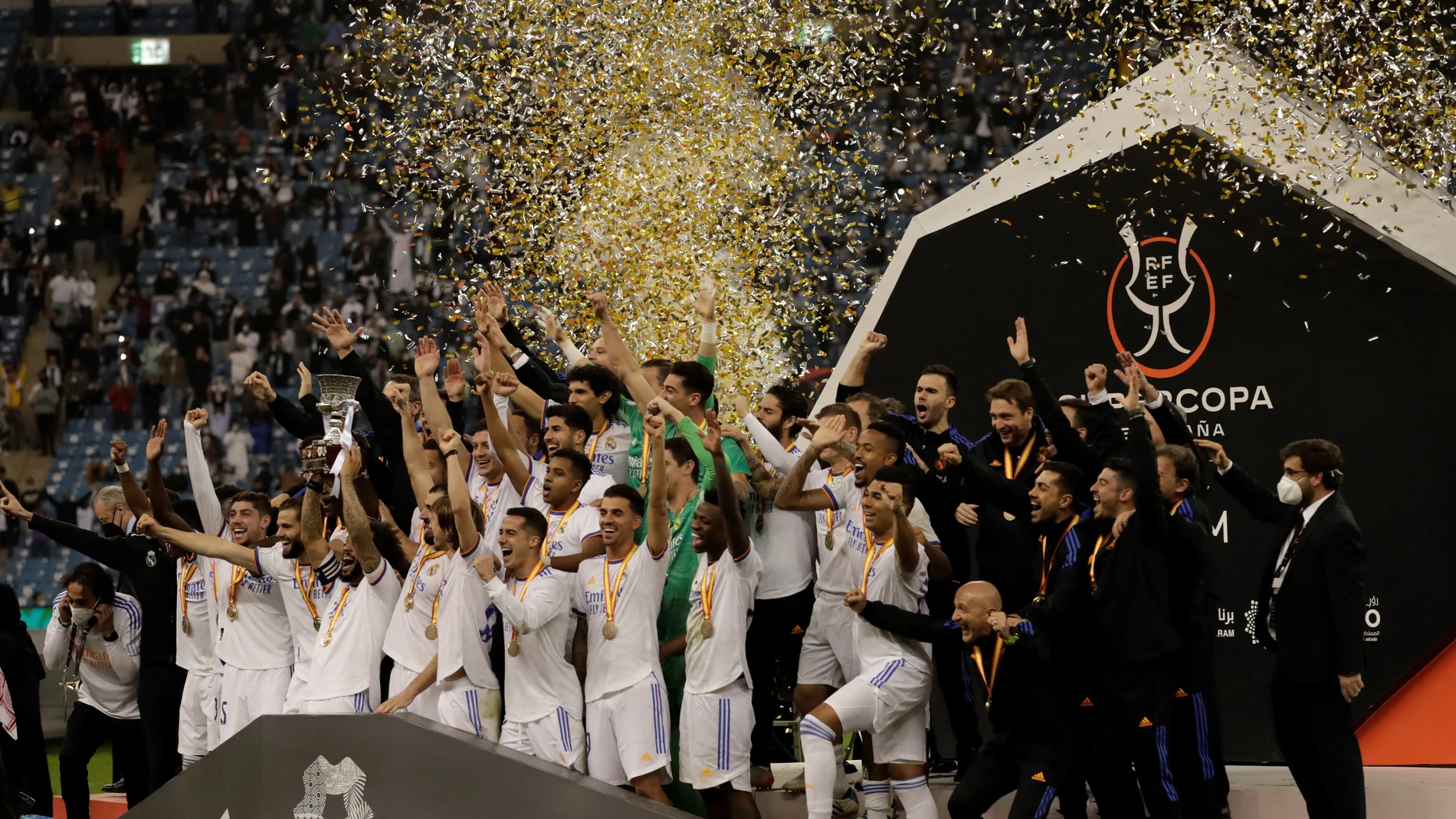 El Real Madrid celebra su victoria ante el Athletic en la pasada Supercopa