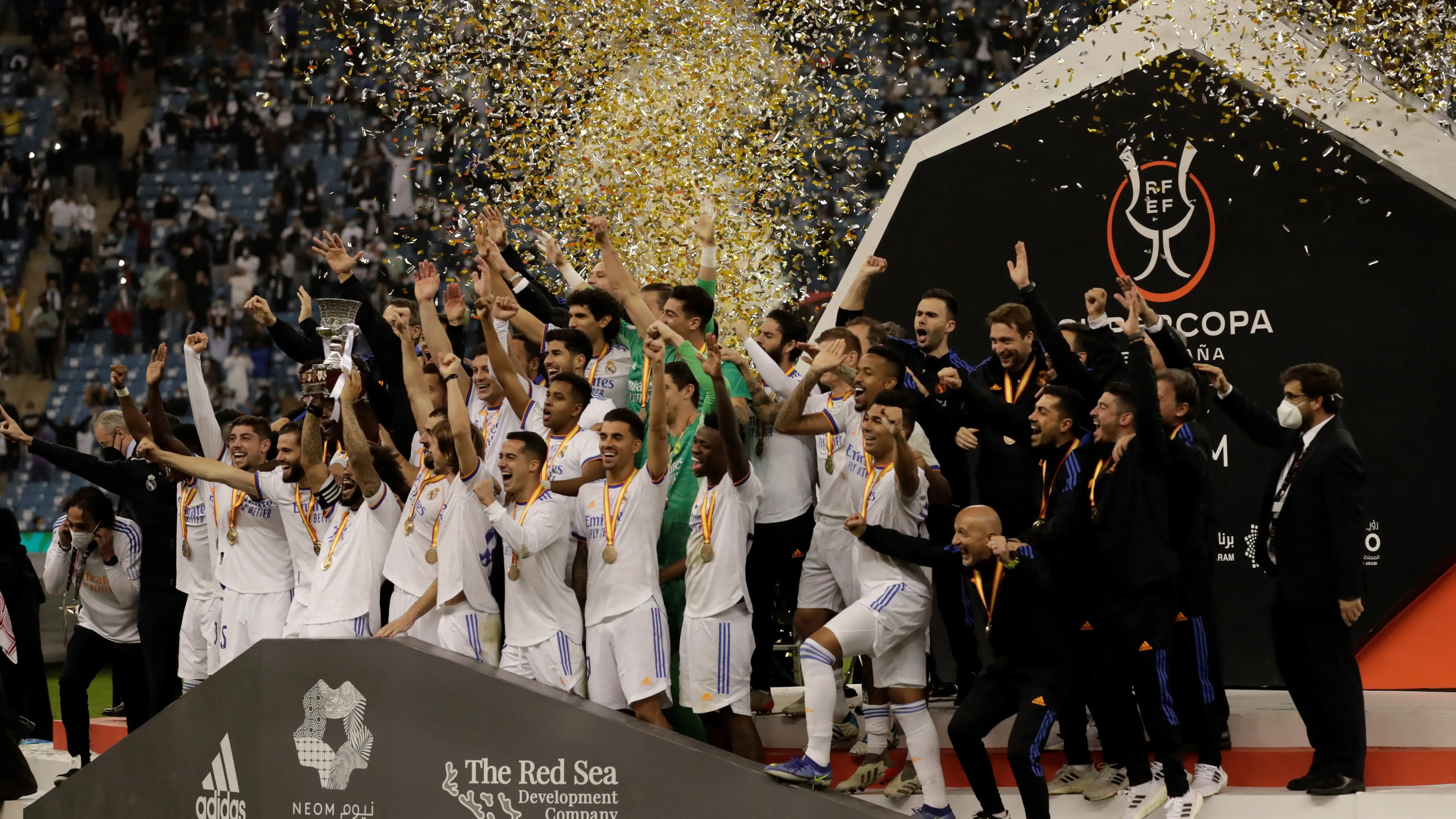 El Real Madrid celebra su victoria ante el Athletic en la pasada Supercopa