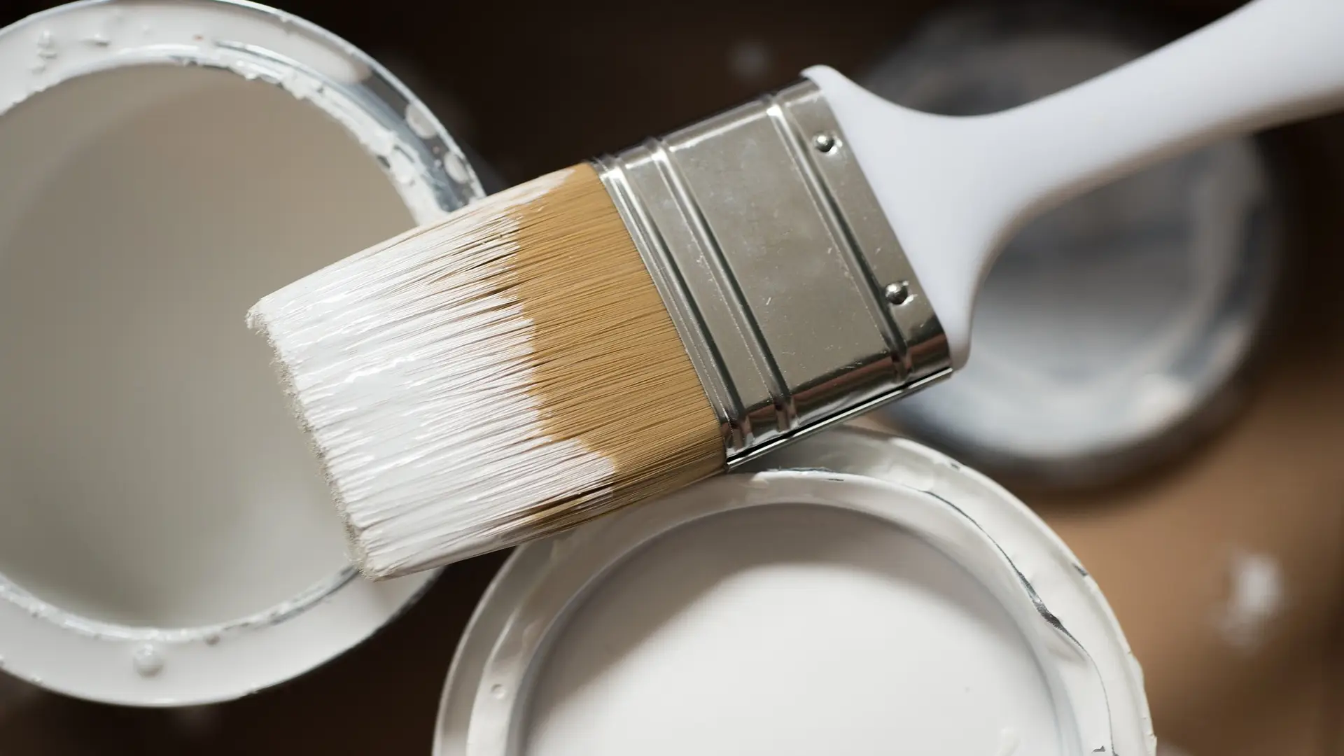 Imagen de una brocha con pintura blanca Imagen de una brocha con pintura blanca