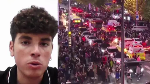 Entrevista en Espejo Público a Javier, testigo de la estampida mortal de Seúl Entrevista en Espejo Público a Javier, testigo de la estampida mortal de Seúl