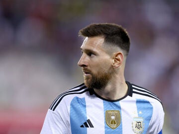 Lionel Messi durante un partido con su selección