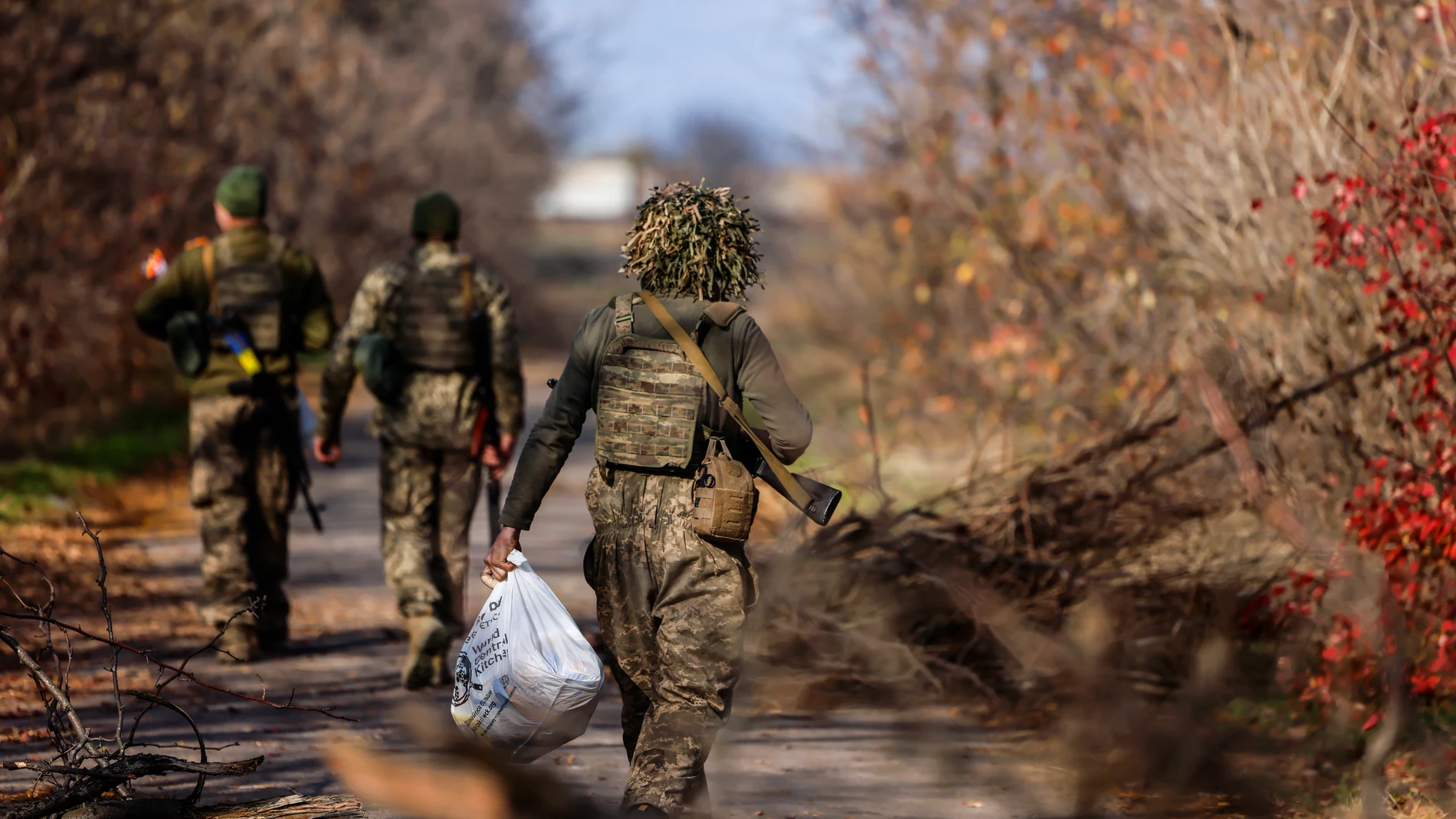 Imagen de los soldados ucranianos entrando en territorio de la región de Jersón