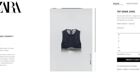 Top denim flecos joya Top denim flecos joya