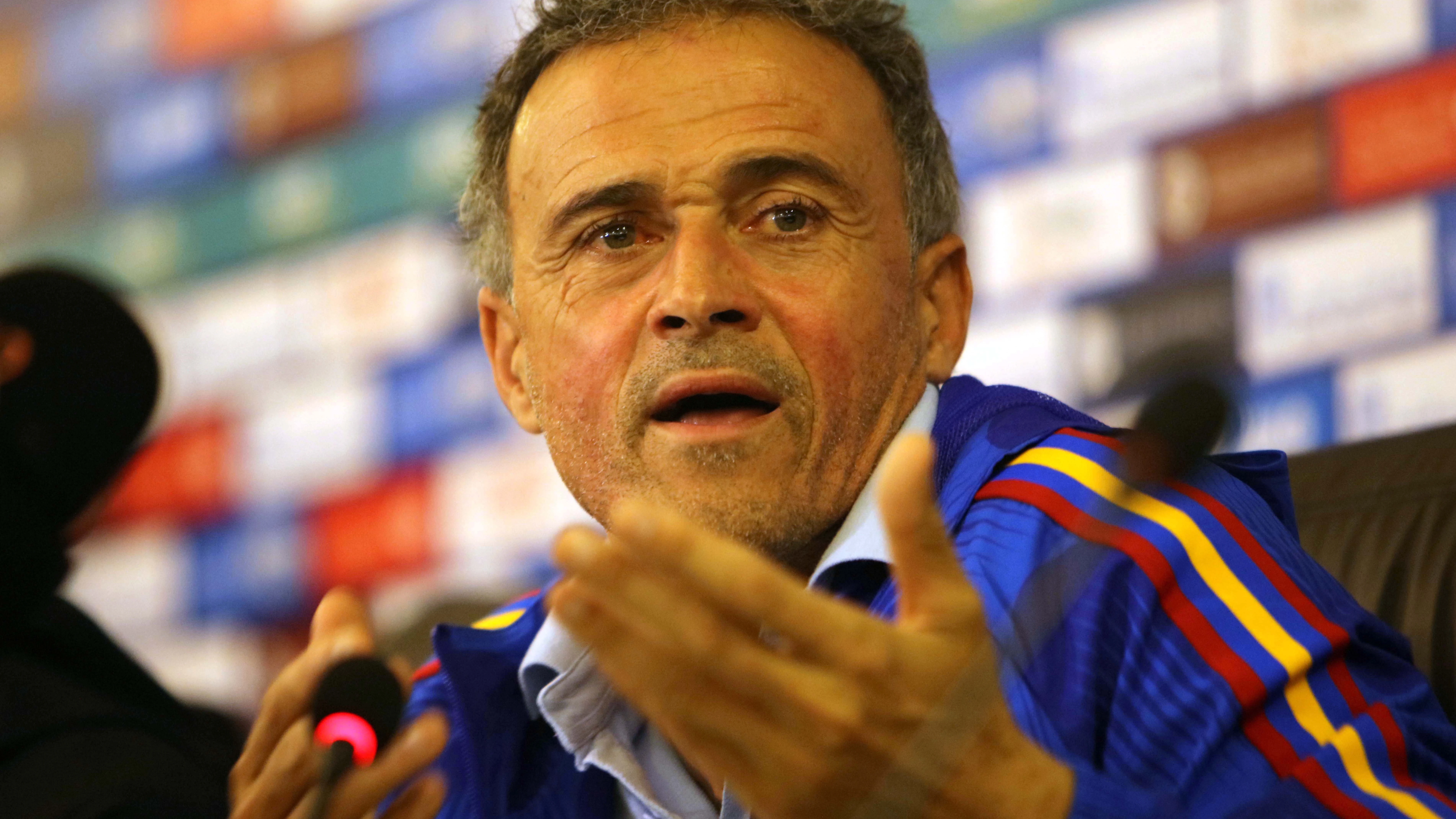 Luis Enrique, en rueda de prensa en Jordania