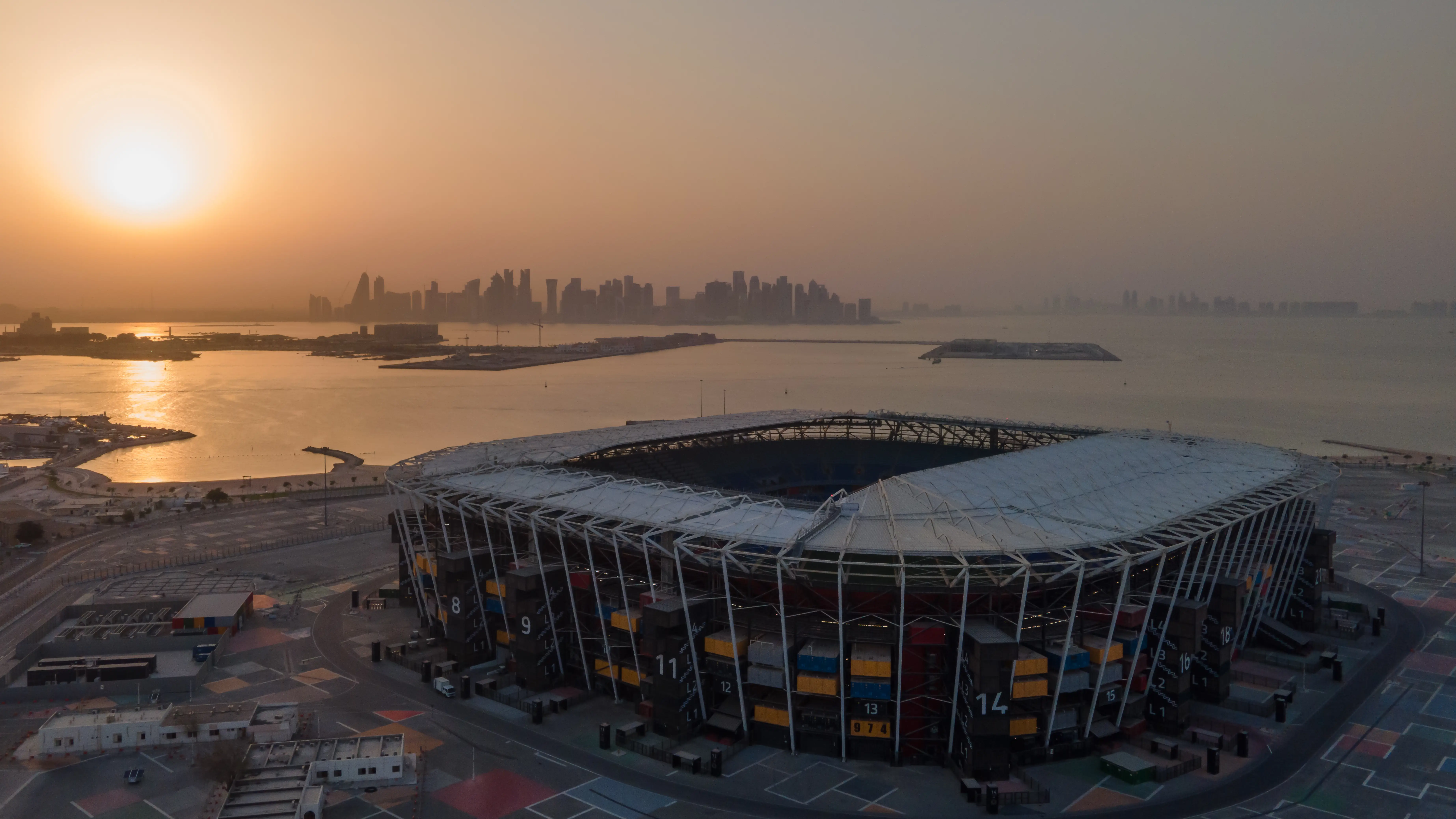 Vista aérea del estadio 974 de Doha Vista aérea del estadio 974 de Doha