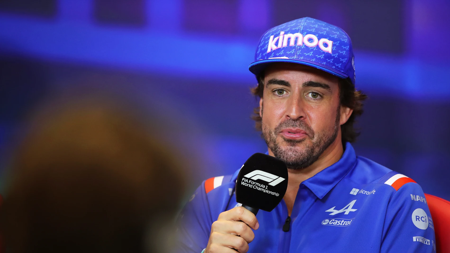 Fernando Alonso, en la rueda de prensa de la FIA en Yas Marina