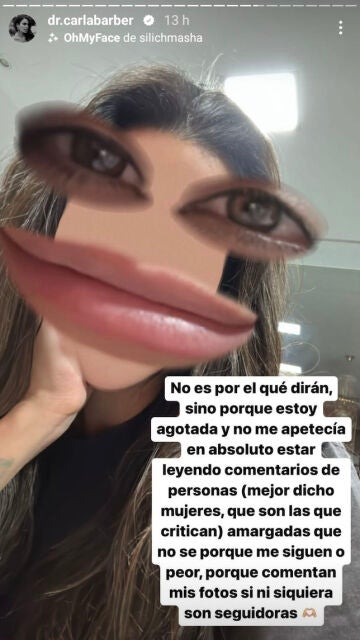 Carla Barber estalla contra aquellos que le critican 