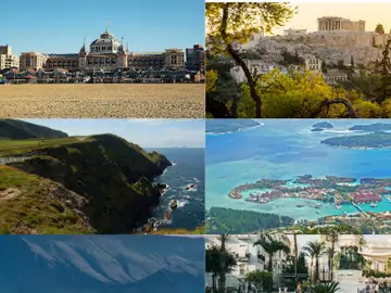 En la fila de la izquierda, de arriba a abajo, vemos La Haya (Países Bajos), la isla de Skellig Michael (Irlanda), y Reikiavik (Islandia), mientras en la fila de la derecha, de arriba a abajo, vemos Atenas (Grecia), las islas Seychelles y Cádiz (España). En la fila de la izquierda, de arriba a abajo, vemos La Haya (Países Bajos), la isla de Skellig Michael (Irlanda), y Reikiavik (Islandia), mientras en la fila de la derecha, de arriba a abajo, vemos Atenas (Grecia), las islas Seychelles y Cádiz (España).