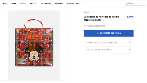 Calendario de Adviento de Minnie Mouse de Disney Calendario de Adviento de Minnie Mouse de Disney