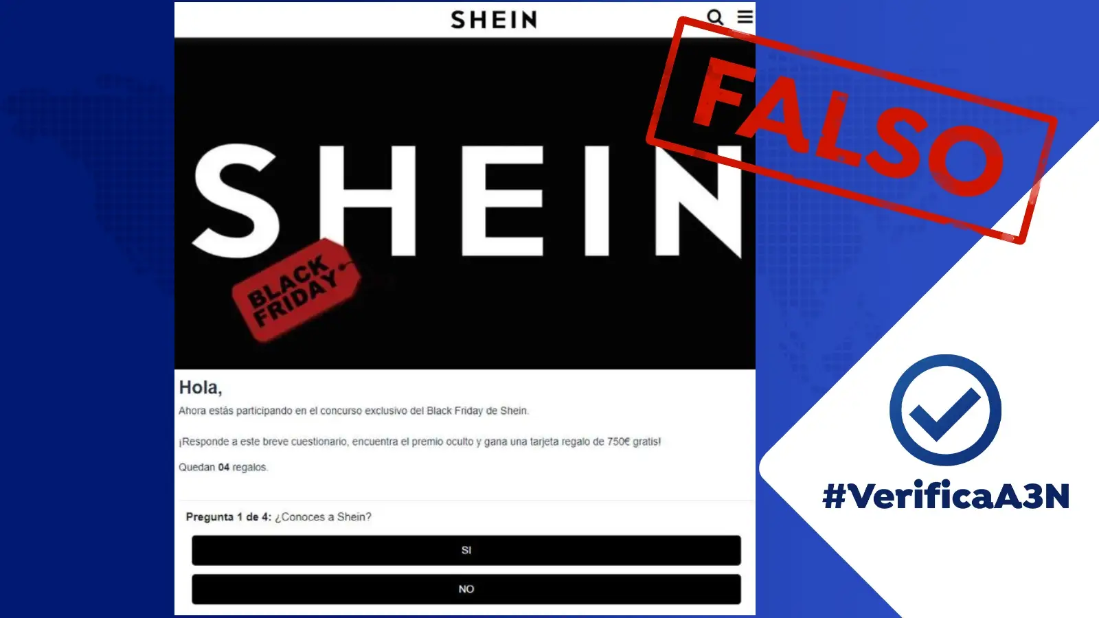 El sorteo de la tarjeta regalo de Shein por el Black Friday: la &uacute;ltima estafa viral