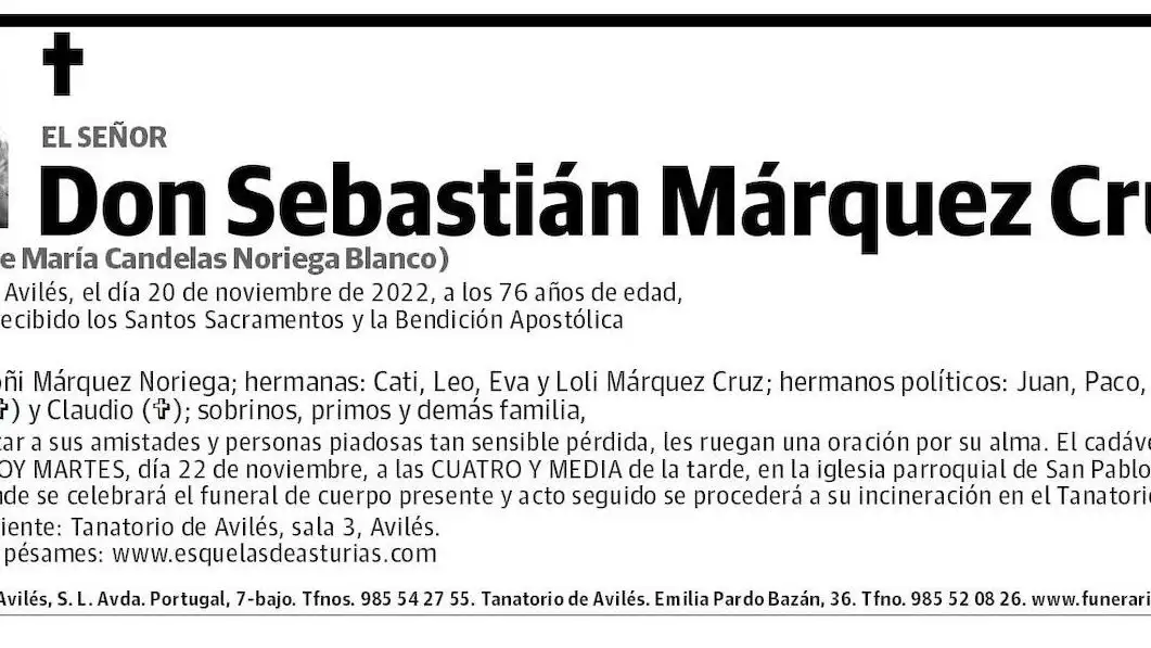 Esquela de Sebastián Márquez Cruz Esquela de Sebastián Márquez Cruz