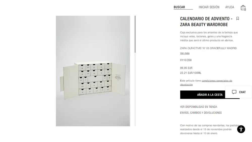 Calendario de adviento Zara Beauty Wardrobe