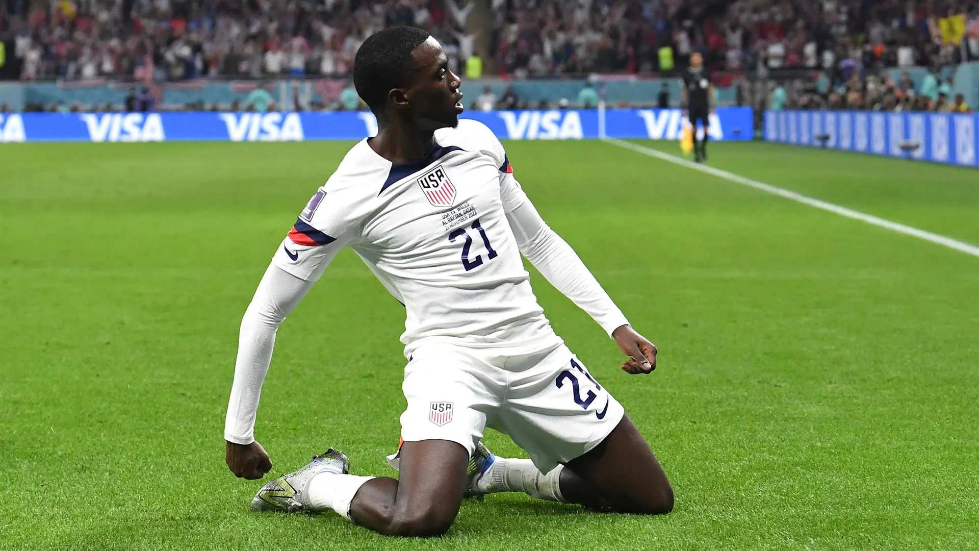 Tim Weah en el gol contra Gales Tim Weah en el gol contra Gales
