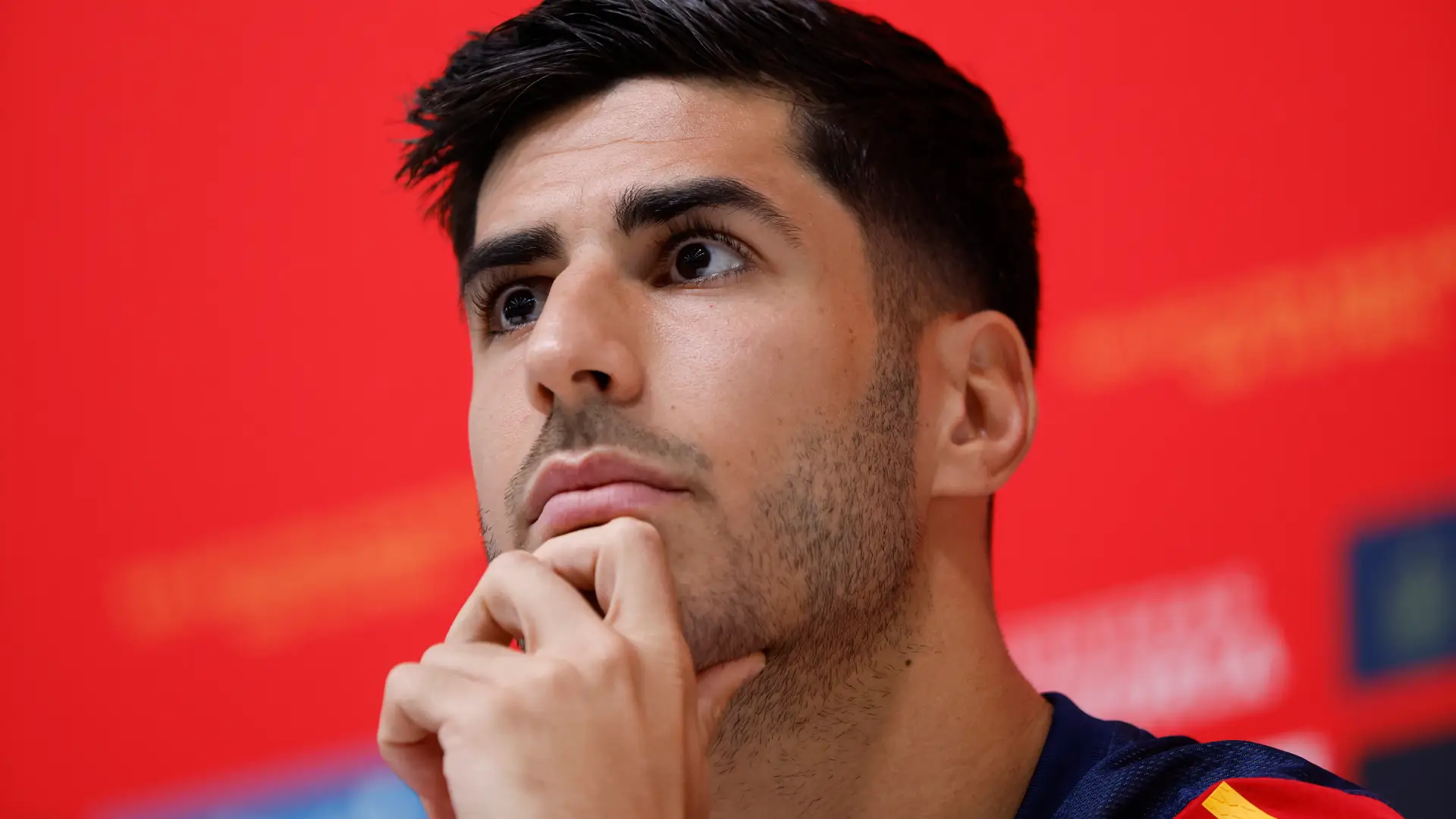 El delantero Marco Asensio durante la rueda de prensa tras el entrenamiento El delantero Marco Asensio durante la rueda de prensa tras el entrenamiento