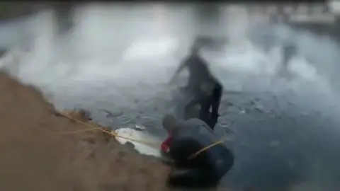 Atrapados en un estanque congelado Atrapados en un estanque congelado