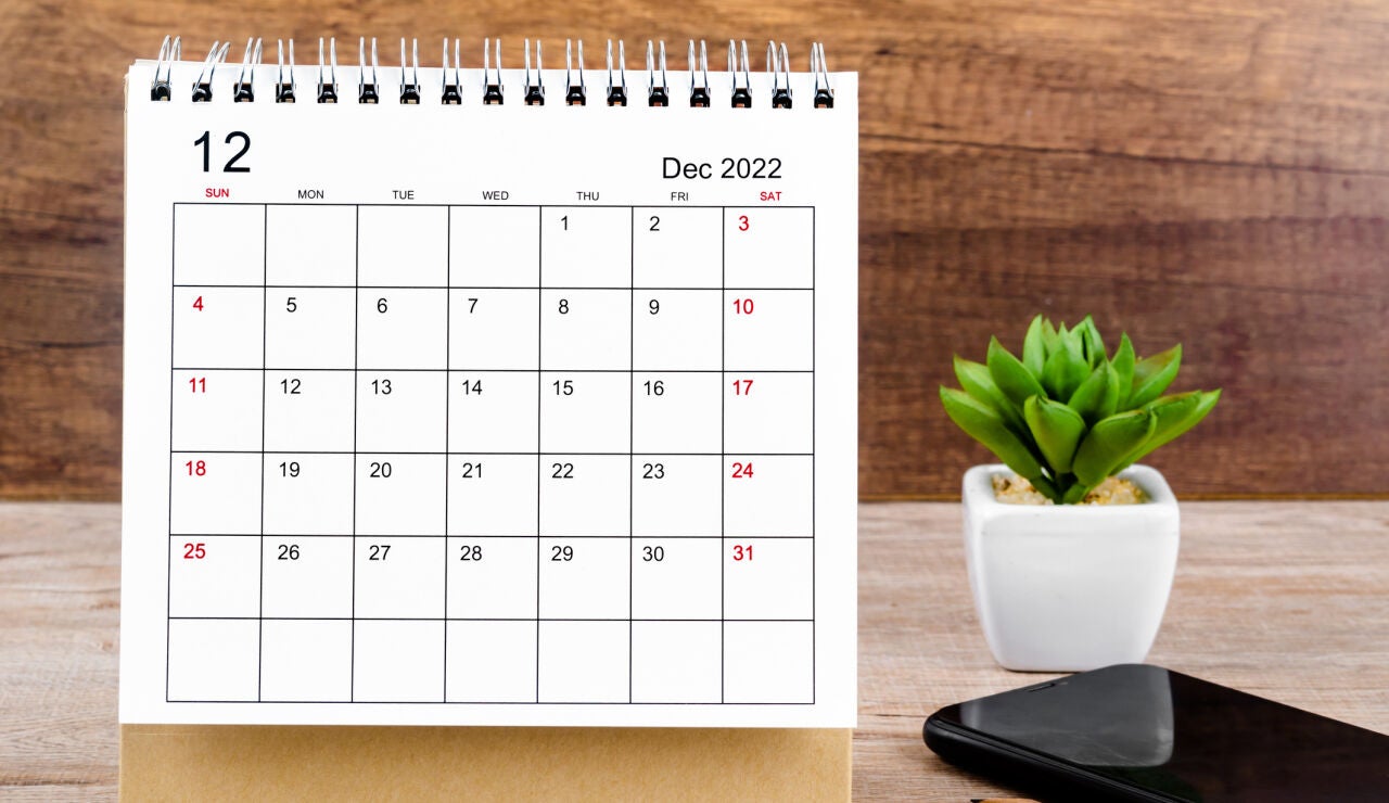 Calendario mes de diciembre del 2022