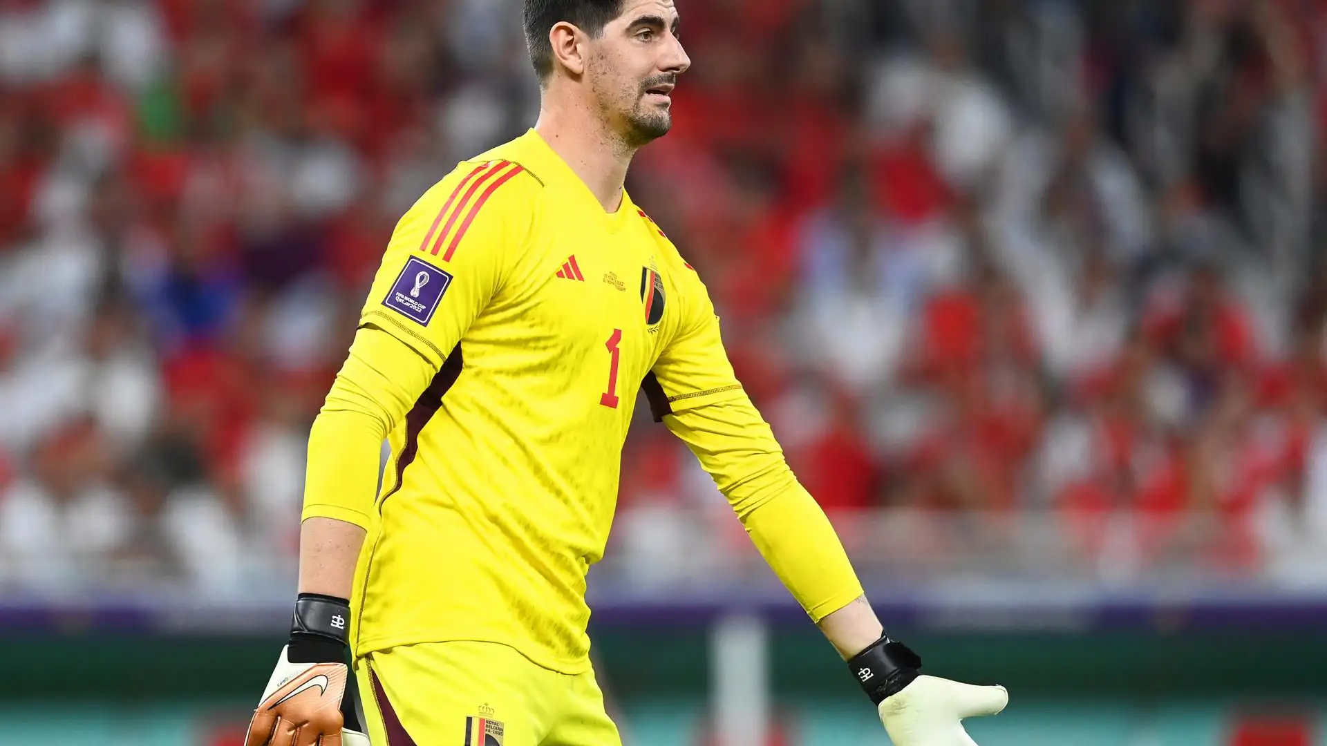 Courtois, en el partido contra Marruecos Courtois, en el partido contra Marruecos